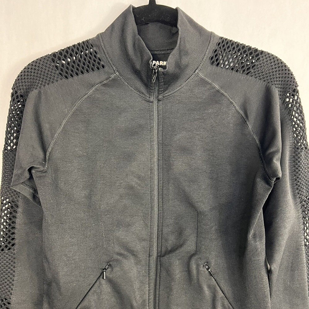 Ivy Park Athletic Jacket Womens S/M Black Mesh Long Sleeve Thumb hole Cuffs - Picture 3 of 16